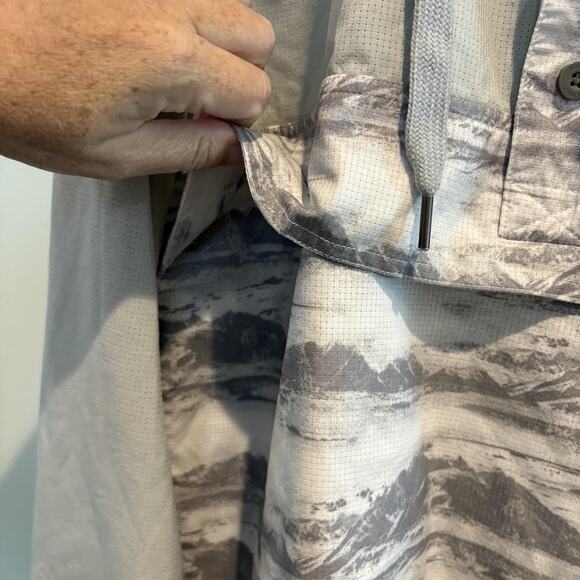 Marmot Pullover Mens Medium Gray Hooded Lightweight Anorak Jacket Mountain Print - Picture 5 of 16